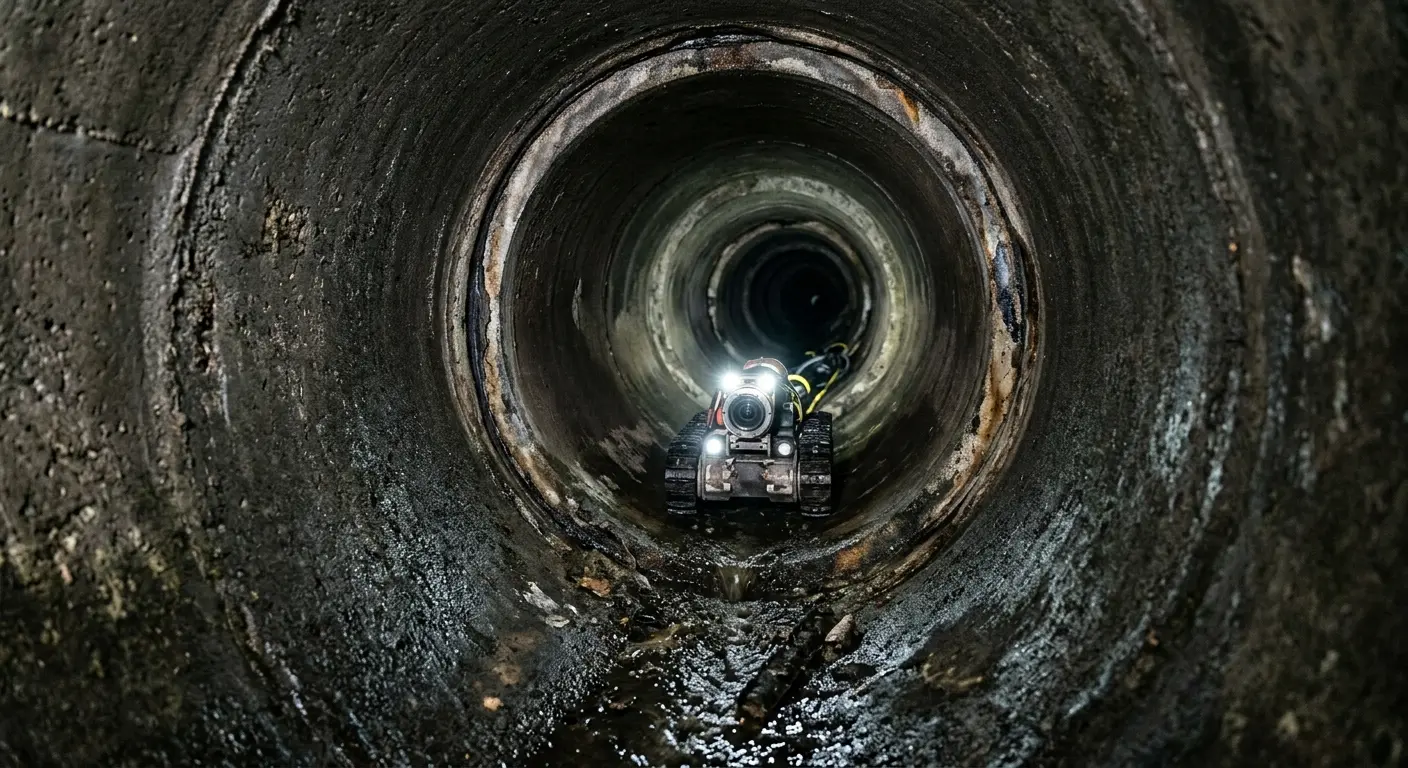 Robotic sewer camera inspecting pipe interior for Drain Snake Service in Eufaula